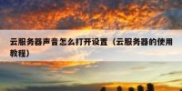 云服务器声音怎么打开设置（云服务器的使用教程）