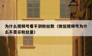 为什么视频号看不到粉丝数（微信视频号为什么不显示粉丝量）