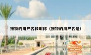 推特的用户名和昵称（推特的用户名是）