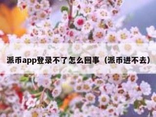 派币app登录不了怎么回事（派币进不去）