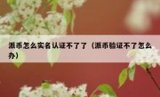 派币怎么实名认证不了了（派币验证不了怎么办）