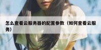 怎么查看云服务器的配置参数（如何查看云服务）