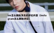 ins怎么删除发出的评论内容（instagram怎么删除评论）
