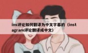 ins评论如何翻译为中文字幕的（instagram评论翻译成中文）