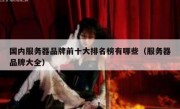 国内服务器品牌前十大排名榜有哪些（服务器品牌大全）