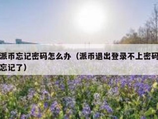 派币忘记密码怎么办（派币退出登录不上密码忘记了）