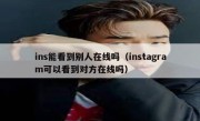 ins能看到别人在线吗（instagram可以看到对方在线吗）
