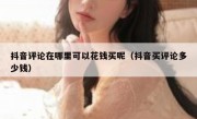 抖音评论在哪里可以花钱买呢（抖音买评论多少钱）