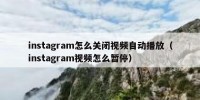 instagram怎么关闭视频自动播放（instagram视频怎么暂停）