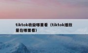 tiktok收益哪里看（tiktok播放量在哪里看）
