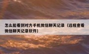 怎么能看到对方手机微信聊天记录（远程查看微信聊天记录软件）