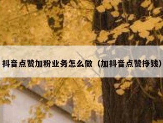 抖音点赞加粉业务怎么做（加抖音点赞挣钱）