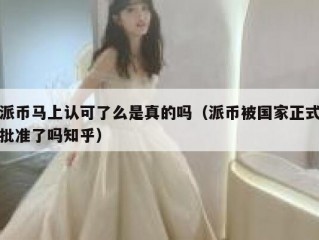 派币马上认可了么是真的吗（派币被国家正式批准了吗知乎）