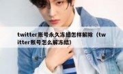 twitter账号永久冻结怎样解除（twitter账号怎么解冻结）