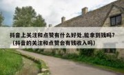抖音上关注和点赞有什么好处,能拿到钱吗?（抖音的关注和点赞会有钱收入吗）