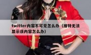 twitter内容不可见怎么办（推特无法显示该内容怎么办）