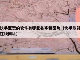 快手涨赞的软件有哪些名字和图片（快手涨赞在线网址）