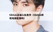 tiktok店铺入驻条件（tiktok跨境电商能做吗）