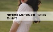 推特推文怎么推广到抖音里（twitter怎么推广）