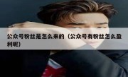 公众号粉丝是怎么来的（公众号有粉丝怎么盈利呢）