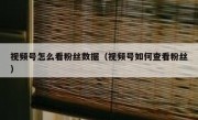 视频号怎么看粉丝数据（视频号如何查看粉丝）