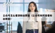 公众号怎么看到粉丝数量（公众号如何查看粉丝数量）