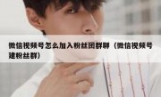 微信视频号怎么加入粉丝团群聊（微信视频号建粉丝群）