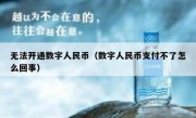 无法开通数字人民币（数字人民币支付不了怎么回事）