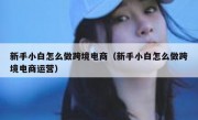 新手小白怎么做跨境电商（新手小白怎么做跨境电商运营）