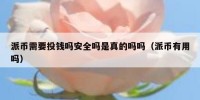 派币需要投钱吗安全吗是真的吗吗（派币有用吗）