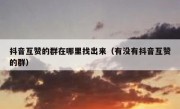 抖音互赞的群在哪里找出来（有没有抖音互赞的群）