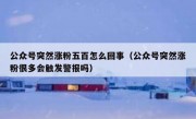 公众号突然涨粉五百怎么回事（公众号突然涨粉很多会触发警报吗）