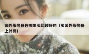 国外服务器在哪里买比较好的（买国外服务器上外网）