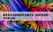 拼多多引流的最快方法是什么（拼多多运营一个月多少钱）