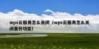 wps云服务怎么关闭（wps云服务怎么关闭备份功能）