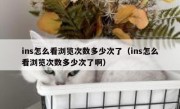 ins怎么看浏览次数多少次了（ins怎么看浏览次数多少次了啊）