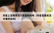 抖音上互相关注了就是粉丝吗（抖音互相关注才是好友吗）