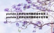 youtube上的评论如何翻译成中文字（youtube上的评论如何翻译成中文字体）