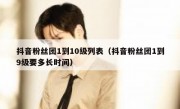 抖音粉丝团1到10级列表（抖音粉丝团1到9级要多长时间）