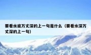 要看水底万丈深的上一句是什么（要看水深万丈深的上一句）