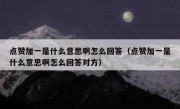 点赞加一是什么意思啊怎么回答（点赞加一是什么意思啊怎么回答对方）