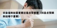 抖音是粉丝量重要还是点赞重要（抖音点赞跟粉丝哪个重要）