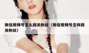 微信视频号怎么回关粉丝（微信视频号怎样回关粉丝）