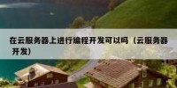 在云服务器上进行编程开发可以吗（云服务器 开发）