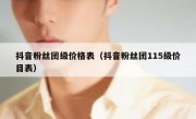 抖音粉丝团级价格表（抖音粉丝团115级价目表）