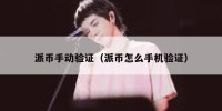 派币手动验证（派币怎么手机验证）