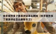 快手突然多了很多评论怎么删除（快手突然多了很多评论怎么删除不了）