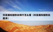 抖音国际版粉丝排行怎么看（抖音国际版粉丝最多）