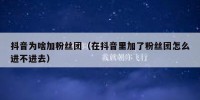 抖音为啥加粉丝团（在抖音里加了粉丝团怎么进不进去）