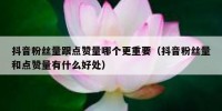 抖音粉丝量跟点赞量哪个更重要（抖音粉丝量和点赞量有什么好处）